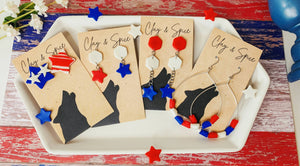 Stars & Stripes Clay and Spice earrings