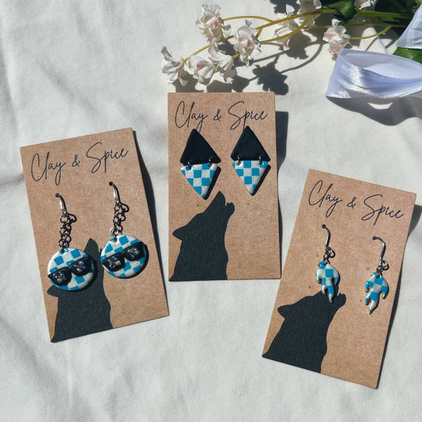 Penny Earrings - Blue Clown