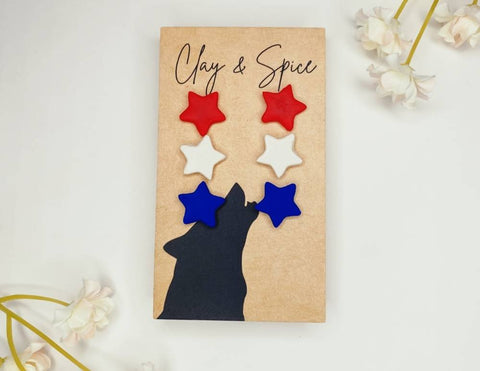 Earrings Victoria Stud Set- Stars & Stripes Clay & Spice