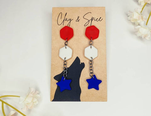 Earrings Max Earrings - Stars & Stripes Clay & Spice