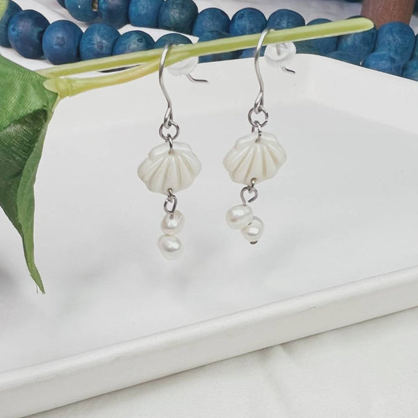 Earrings Julie Earrings - Tides w/Fresh Water Pearls Clay & Spice