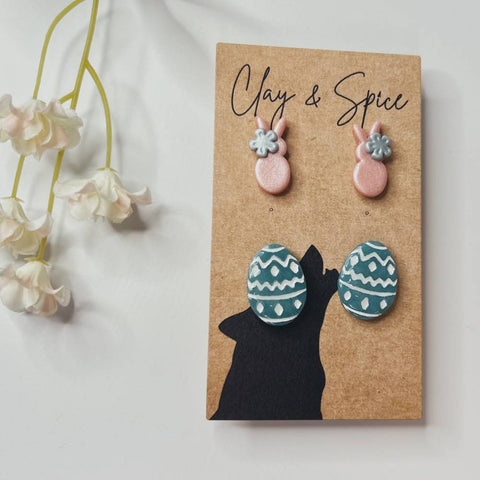 Earrings Victoria Stud Set- Sweet Eggscape Clay & Spice